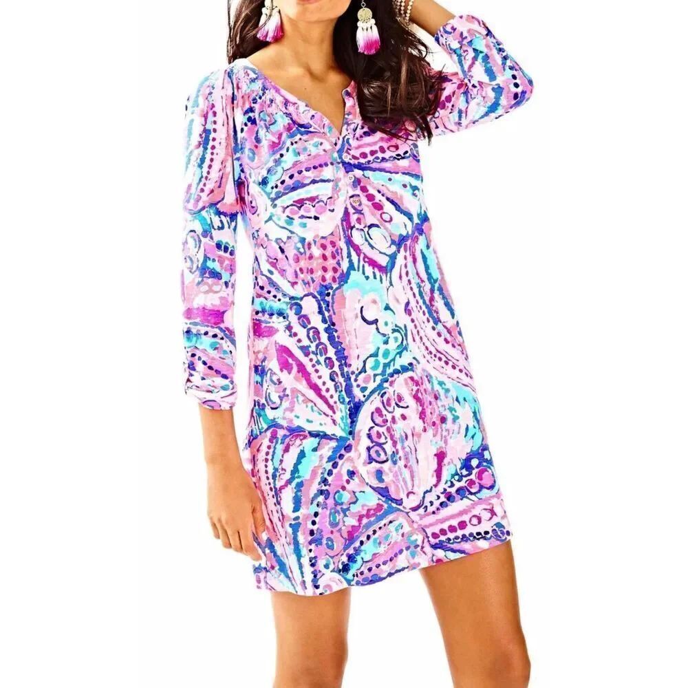 Lilly Pulitzer ESSIE DRESS Colony Coral Shell Out Size Small